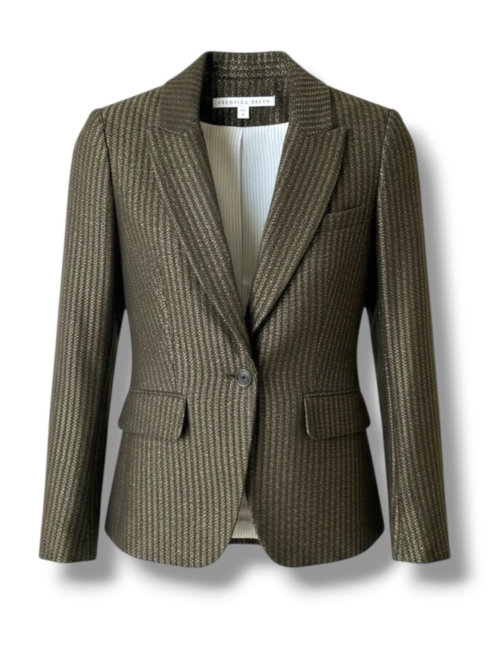 VERONICA BEARD Bronze Metallic Cutaway Dickey Lamé Blazer Jacket Size 0 EUC